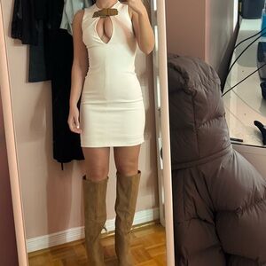 Zara Cream Dress with Brown Bow